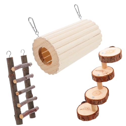 BESPORTBLE 3stücke Teiliges Hamster Holzspielzeug Set Versteck-Tunnel Und Kletterleiter Für Kleintiere Für Hamster Meerschweinchen Und Andere Nager Fördert Spiel Und von BESPORTBLE