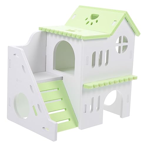 BESPORTBLE Hamsterhaus Mit Balkon Doppelte Etage Für Hamster Und Chinchillas Warme Kühle Rückzugsmöglichkeit Zubehör Für Kleintiere Grünes Design von BESPORTBLE