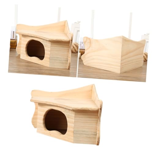BESPORTBLE Luxuriöses Hamsterhaus Aus Holz Spielzeug Kreativer Tierheim Für Haustiere Natürliches Material von BESPORTBLE