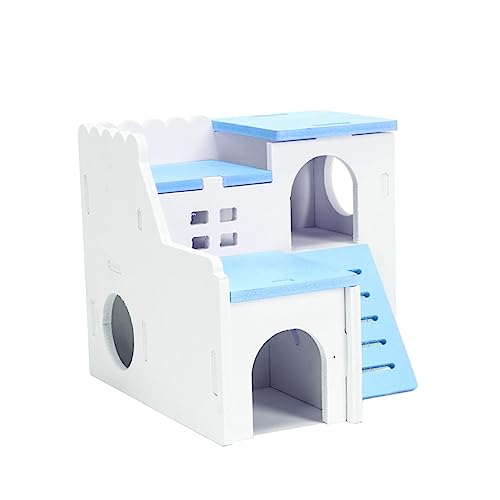 BESPORTBLE Holz Hamster Hause Doppel Schicht Schlaf Spielen Cottage Spielzeug Bett Beißen Schleifen Pet Supplies von BESPORTBLE