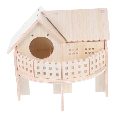 BESPORTBLE Hamsterhaus Aus Holz Zweistöckige Struktur Spielzeug Für Hamsterkäfig Hamsternest Aus Holz Zubehör Für Hamster Haus Mit Sichtfenster Leicht Zerlegbar von BESPORTBLE