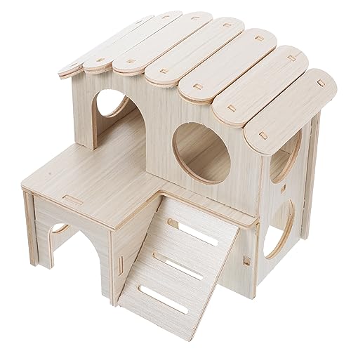 BESPORTBLE Hamster Haus Aus Holz Für Zwerghamster Mehrkammernhaus Für Kleines Haustier Spielzeug Und Versteck Für Hamsterkäfig Hamsterzubehör von BESPORTBLE