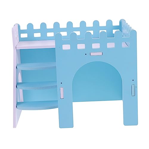BESPORTBLE Hamstervilla hamsterhaus Hamster käfig hamsterkäfige Hamsterwohnung holzhaus Hamsternest Aktivitätshütte für Haustiere Chinchilla- Hamsterzaun Villa Ökologisches Brett Blue von BESPORTBLE