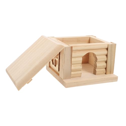 BESPORTBLE Hamsterzubehör Hamster Spielplatz Hamster Holzhaus für Nagetiere Hamster Spielhaus Hamster Käfig Zubehör Hamsterzimmer Kaninchenfell Hamster verstecken Hasenburg hölzern von BESPORTBLE