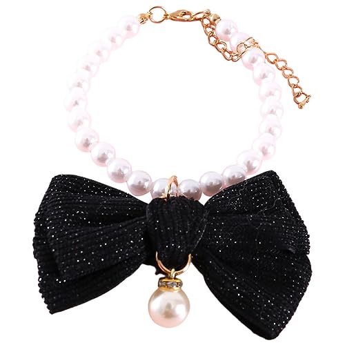 BESPORTBLE Haustierhalsband Hund Halsband Mit Namensschild Zierliche Perlenkette Tragbares Katzenhalsband Bögen Katzenhalsband Aus Perlen Perle Welpenhalsband Kragen Halskette Bogen Polyester von BESPORTBLE