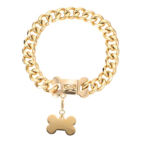 BESPORTBLE Hundeleine Hund Kette Halsband Haustier Kettenkragen Welpenhalsband hundehalskette Hundehalsband Dekoration hundedekor versorgung entzückendes hundehalsband Stahl Golden von BESPORTBLE