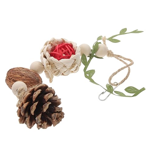 BESPORTBLE Natürliche Rattan-Kugel Und Kiefernnadel Kau Und Spielzeug Für Vögel Sichere Hängemöglichkeit Für Käfige Fördert Beschäftigung Und Zahngesundheit Von Papageien Und Anderen von BESPORTBLE