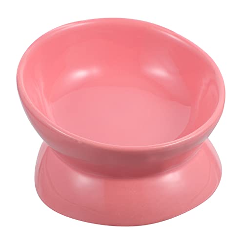BESPORTBLE Kippen Sie den Futternapf erhöhter Welpenteller Wassernapf für Haustiere erhöhter Futterautomat pet Bowl katzenfutterstation Wasserzufuhr Futterspender für Katzen Keramik Rosa von BESPORTBLE