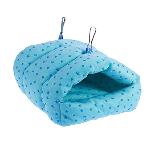 BESPORTBLE Kleintier Haustier Bett Für Hamster Ratten Und Meerschweinchen Warmes Hängendes Nest Mit Blauem Sternenprint Für Winter Und Komfort von BESPORTBLE