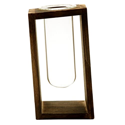 BESPORTBLE Hydrokultur-Pflanzen-Terrarium Glaspflanzgefäß Mit Holzständer Glasterrarium Für Luftpflanzen Pflanzenglasterrarium Für Hydrokultur Transparente Glasvase Für Fensterbänke von BESPORTBLE