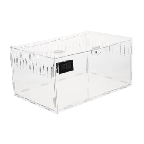BESPORTBLE Multifunktionale Reptilien Fütterungsbox Tragbarer Schlangenkäfig Aus Transparentes Terrarium Mit Lüftungsschlitzen Und Hygrometer Für Aufzucht Von Reptilien von BESPORTBLE