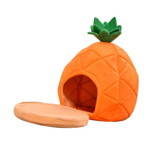 BESPORTBLE Niedriges Ananas Haustierhaus Kleines Katzen und Hundebett Gemütliches Nest für Kleine Hunde und Katzen Privater Warmer Rückzugsort Innen von BESPORTBLE
