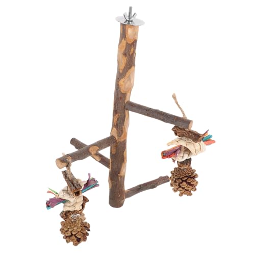 BESPORTBLE Papagei Spielzeug Vogelspielständer Spielzeug für spiesse für Snacks Snack spieße Papageienstange aus Holz Vogel Stehen Gestreifter Barsch Zubehör Zweig stehende Stange rotieren von BESPORTBLE