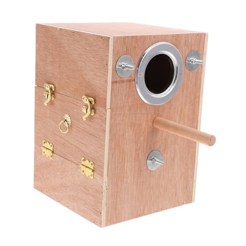 BESPORTBLE Parrot Mating Box Holz Vogelhaus Nistkasten mit Sitzstange für Außenbereich Garten Sicherer Brutkäfig für Wellensittiche Agaporniden und Papageien Natürlicher Lebensraum aus Holz von BESPORTBLE
