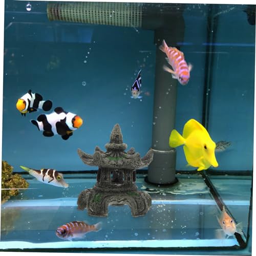 BESPORTBLE Resin Aquarium Dekoration Fischversteck mit Chinesischem Pavillon Design Robustes Fischbecken Zubehör Textur Sicher für Süß und Stabile Platzierung von BESPORTBLE