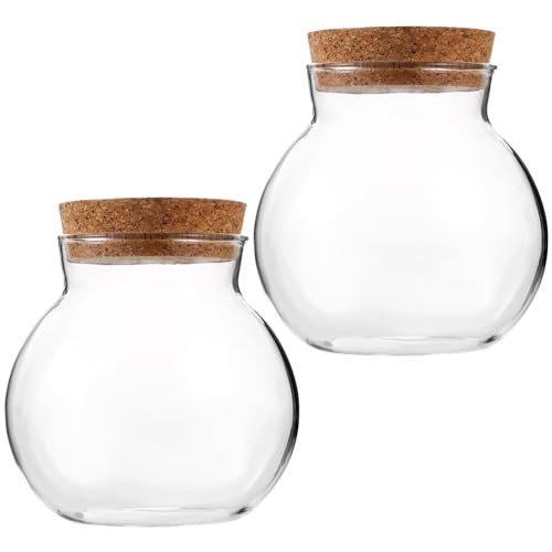 BESPORTBLE Runde Gläser Mit Korken Terrarienbehälter Kugel Terrarium Sukkulenten Knospen Vasen Ostern Bonbonglas Nachricht Wünsche Flasche Für Pflanze 2 Stück 11 cm von BESPORTBLE