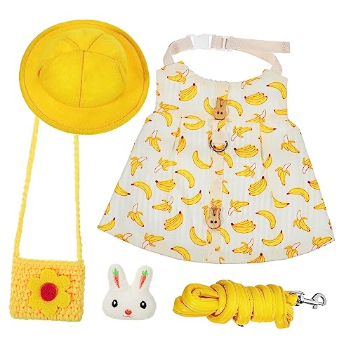 BESPORTBLE Kleintier Bekleidungsset Mit Niedlichem Bananenmuster Geschirr Und Leine Für Meerschweinchen Frettchen Kaninchen Und Mehr Teilig Mit Hut Tasche Und Brosche von BESPORTBLE