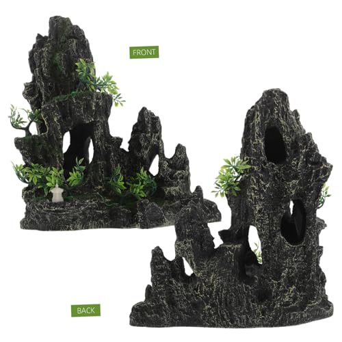 BESPORTBLE Simulierte Bergfelsen Aquarium Dekoration Resin Fischversteck Garnelen Versteck Höhle Fischbecken Ornament Naturnahe Aquarienlandschaft für Gesunde Wasserbewohner von BESPORTBLE