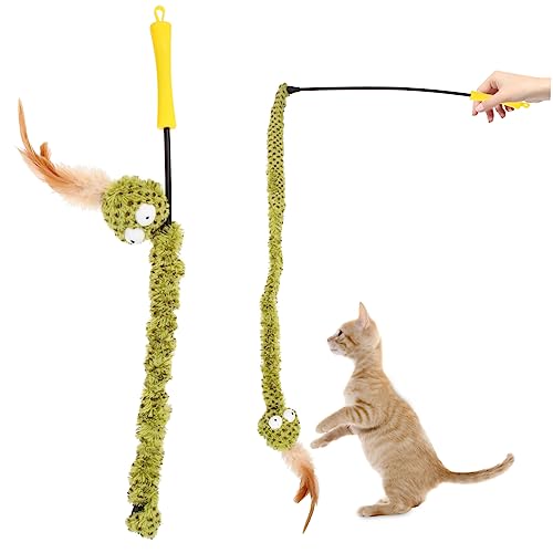 BESPORTBLE Cat Teasing Spielzeug Interaktiver Katzenspaß Mit Feder-Angeln Fördert Die Jagdinstinkte Steigert Die Aktivität Und Stress Für Indoor-Katzen von BESPORTBLE