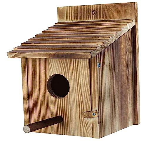 BESPORTBLE Vogelfutterspender - Vogelhaus Aus Holz Mit Gartenstecker Vogelschlafnest Für Gartendekoration Im Freien Wildvogelfutterspender Vogelbrutnest von BESPORTBLE