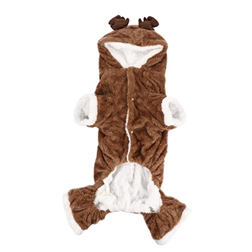 BESPORTBLE Weihnachtliches Hundekostüm Rentierstil Warmes Korallenfleece Welpen Wintermantel Kuschelige Hundebekleidung Festliches Outfit für Haustier Weihnachten Party von BESPORTBLE