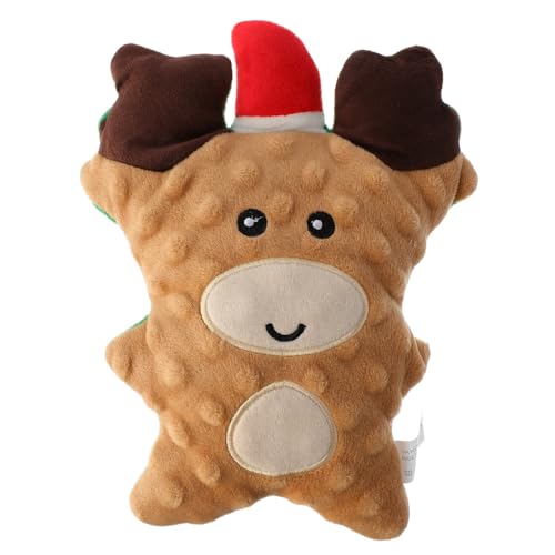 BESPORTBLE Weihnachts-Lebkuchen-Plüsch-Hundespielzeug, Robustes, quietschendes Kauspielzeug für Welpen, interaktives Haustier-Beißspielzeug, festliches Stofftier für saisonale Dekoration von BESPORTBLE