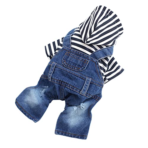 BESPORTBLE abgestreifte Haustierkleidung Blaumann Denim-Bodysuit Hosenträger Haustierkleidung Hundekostüme für Hunde Hundebekleidung vierbeinige Kleidung Denim-Kleidung Bichon Einteilige Hose von BESPORTBLE