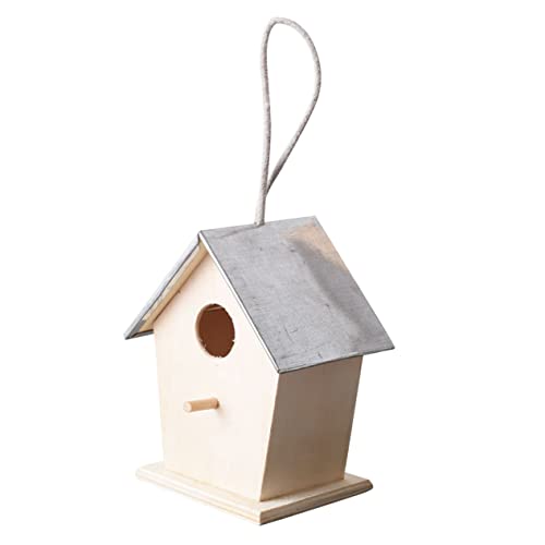 BESPORTBLE Holz Vogelhaus Zum Aufhängen Naturholz Vogelhaus Für Garten Futterhaus Für Vögel Mit Seil Als Gartendekoration von BESPORTBLE