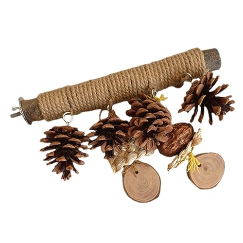 BESPORTBLE Papageienstange Für Käfig Vogelspielzeug Mit Tannenzapfen Seil Holzsockel Vogelstange Für Nymphensittiche Vögel von BESPORTBLE