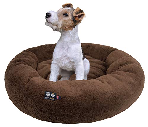 BESSIE AND BARNIE Ultra Plush Deluxe Comfort Pet Dog & Cat Brown Snuggle Bed (Multiple Sizes) - Machine Washable, Made in The USA, Reversible, Durable Soft Fabrics von Bessie + Barnie