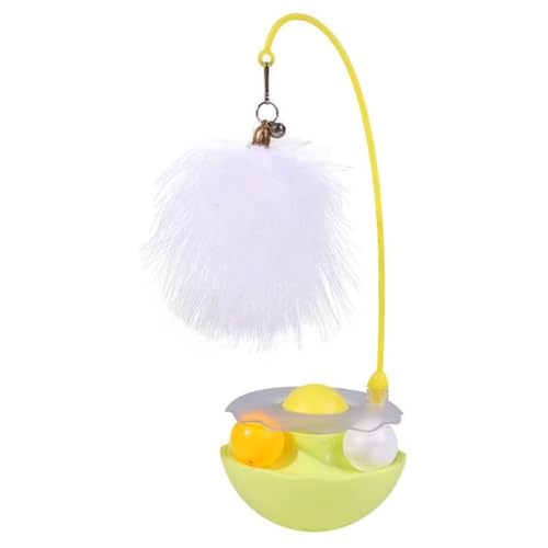 BESSTUUP Selbststehendes Katzenspielzeug – Gewichteter Teaser Stick mit Catnip Ball & Bell, interaktives Kätzchenspielzeug ohne Umkippen, langlebiges ABS-Haustierbedarf (Gelb) von BESSTUUP