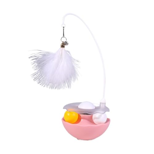 BESSTUUP Selbststehendes Katzenspielzeug – Gewichteter Teaser Stick mit Catnip Ball & Bell, interaktives Kätzchenspielzeug ohne Umkippen, langlebiges ABS-Haustierbedarf (Pink) von BESSTUUP