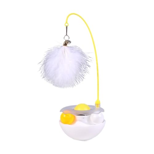 BESSTUUP Selbststehendes Katzenspielzeug – Gewichteter Teaser Stick mit Catnip Ball & Bell, interaktives Kätzchenspielzeug ohne Umkippen, langlebiges ABS-Haustierbedarf (weiß) von BESSTUUP