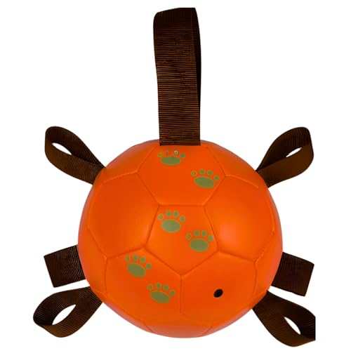 BEST SPORTING Robuster Hundeball mit Schlaufen – Für aktives Spielen, Ziehen & Kauen (Orange) von BEST SPORTING