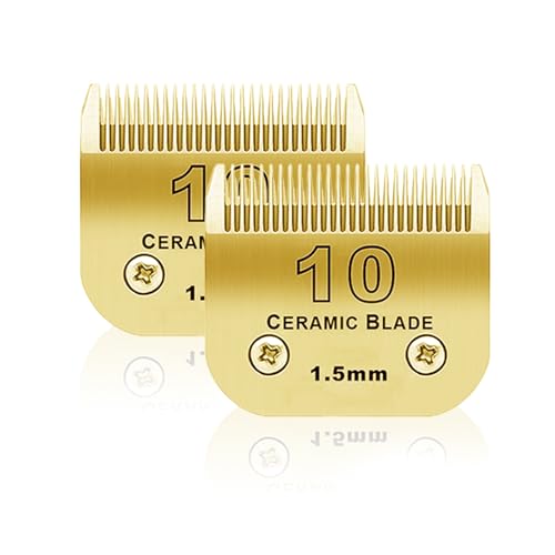 BESTBOMG 2 Stück 10# Ersatzmesser für Hundepflege, kompatibel mit Heiniger/Moser Max45/Andis/Oster A5 Haarschneidemaschine für Hunde, Größe 10# 1/16 Zoll (1,5 mm) Schnittlänge von BESTBOMG
