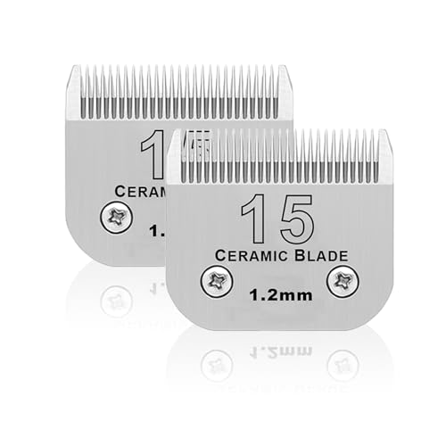 BESTBOMG 2 Stück 15# Ersatzmesser für Hundepflege, kompatibel mit Heiniger/Moser Max45/Andis/Oster A5 Schermaschine für Hunde, Größe 15# 3/64 Zoll (1,2 mm) Schnittlänge von BESTBOMG