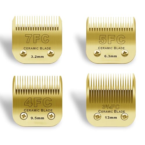 BESTBOMG 7FC+5FC+4FC+3-3/4FC Ersatzklinge für Hundepflege, kompatibel mit Heiniger/Moser Max45/Andis/Oster A5 Serie, Schnittlänge 3,2 mm-13 mm, goldfarben BESTBOMG 7FC+5FC+4FC+3-3/4FC Ersatzklinge für Hundepflege, kompatibel mit Heiniger/Moser Max45/Andis/Oster A5 Serie, Schnittlänge 3,2 mm-13 mm, goldfarben von BESTBOMG