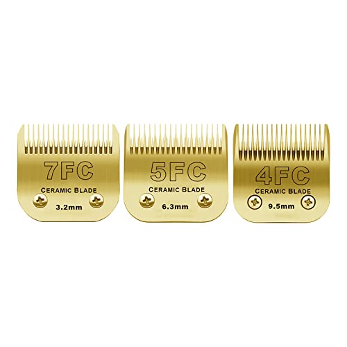 BESTBOMG 7FC+5FC+4FC Ersatzklinge für Hundepflege, kompatibel mit Heiniger/Moser Max45/Andis/Oster A5 Haarschneidemaschine, Länge 3,2 mm-9,5 mm, goldfarben BESTBOMG 7FC+5FC+4FC Ersatzklinge für Hundepflege, kompatibel mit Heiniger/Moser Max45/Andis/Oster A5 Haarschneidemaschine, Länge 3,2 mm-9,5 mm, goldfarben von BESTBOMG
