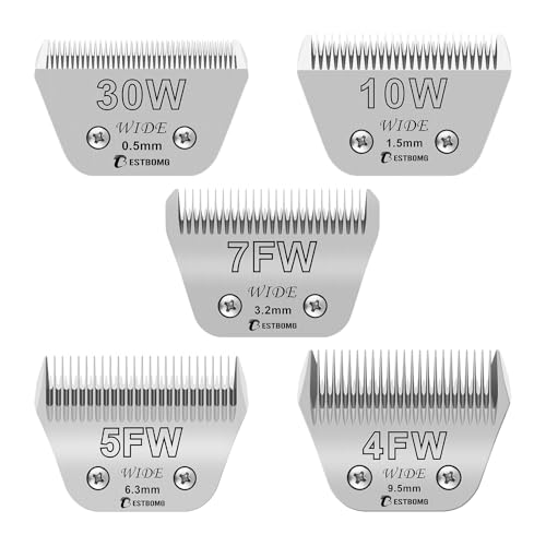 BESTBOMG Ersatzklinge für Hundepflege, breite Klinge, kompatibel mit Andis/Wahl/Oster Hundeschermaschinen (10 W + 30 W + 7 FW + 5 FW + 4 FW) von BESTBOMG