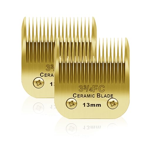 BESTBOMG Ersatzmesser für Hundepflege, kompatibel mit Heiniger/Moser Max45/Andis/Oster A5 Schermaschine für Hunde, Größe 3-3/4FC Schnitt, Länge 1/2 Zoll (13 mm), 2 Stück, goldfarben von BESTBOMG