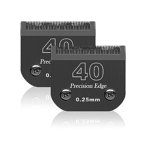 Ersatzmesser für Hundepflege, kompatibel mit Heiniger / Moser Max45 / Andis / Oster A5 / Wahl 10 km Serie Schermaschine für Hunde, Größe 40 1/100 Zoll (0,25 mm), Schnittlänge, 2 Stück, Schwarz von BESTBOMG