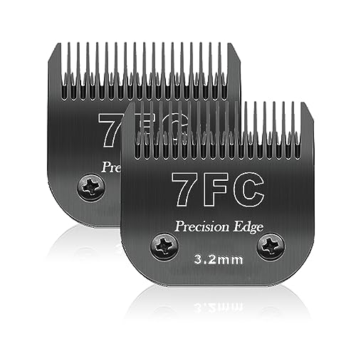 Ersatzmesser für Hundepflege, kompatibel mit Heiniger / Moser Max45 / Andis / Oster A5 / Wahl 10 km Serie Schermaschine für Hunde, Größe 7F 1/8 Zoll (3,2 mm), Schnittlänge, 2 Einheiten, Schwarz von BESTBOMG