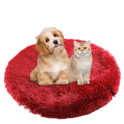 BESTORI Hundebett Flauschig Katzen Schlafplatz Matte Waschbar Hundekissen Haustierbett Weiche Polsterung für Kleine Mittel Große Haustier, Rot, 100 x 100 cm von BESTORI