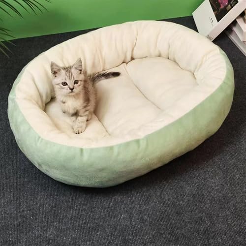 BESTORI Hundebett Katzenbett Maschinenwaschbar Flauschig Hundekissen Weiche Haustierbett Katzen Schlafplatz Matte für Hunde Katze, Grün 1, 75 x 60 cm von BESTORI