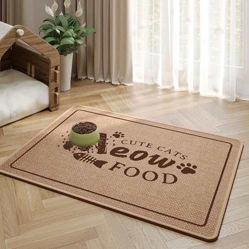 BESTORI Hundenapf Unterlage Super Saugfähige Schnelltrocknende rutschfeste Leicht Zu Reinigen Napfunterlage Futtermatten Chat Brun, 35 x 50 cm BESTORI Hundenapf Unterlage Super Saugfähige Schnelltrocknende rutschfeste Leicht Zu Reinigen Napfunterlage Futtermatten Chat Brun, 35 x 50 cm von BESTORI