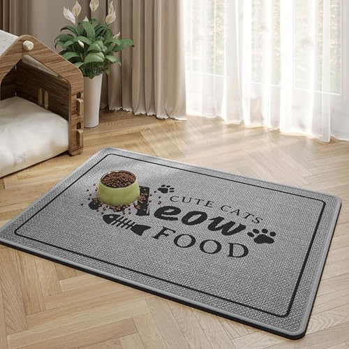 BESTORI Hundenapf Unterlage Super Saugfähige Schnelltrocknende rutschfeste Leicht Zu Reinigen Napfunterlage Futtermatten Chat Gris, 50 x 70 cm BESTORI Hundenapf Unterlage Super Saugfähige Schnelltrocknende rutschfeste Leicht Zu Reinigen Napfunterlage Futtermatten Chat Gris, 50 x 70 cm von BESTORI