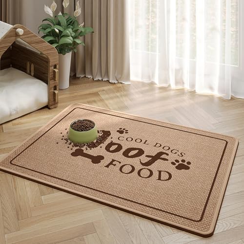 BESTORI Hundenapf Unterlage Super Saugfähige Schnelltrocknende rutschfeste Leicht Zu Reinigen Napfunterlage Futtermatten Chien Brun, 35 x 50 cm von BESTORI