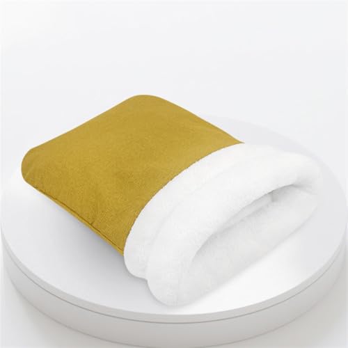 BESTORI Katzen-Winterschlafsack selbstwärmtes Katzenbett weicher Plüsch Haustier-Kuschelsack Katzenversteck für Welpen und Kätzchen, Gelb von BESTORI