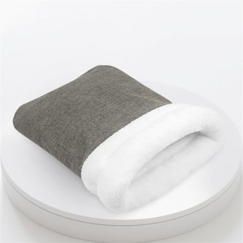 BESTORI Katzen-Winterschlafsack selbstwärmtes Katzenbett weicher Plüsch Haustier-Kuschelsack Katzenversteck für Welpen und Kätzchen, Hellgrau 01 von BESTORI