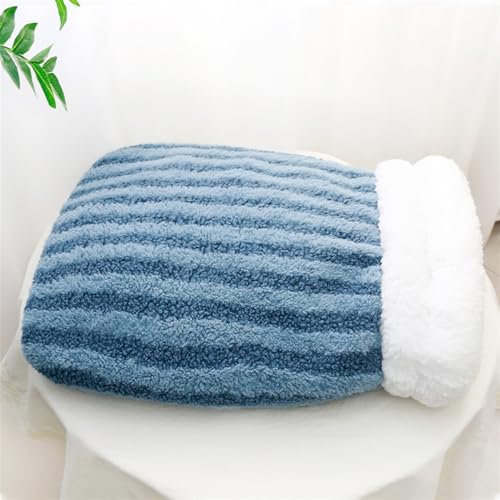 BESTORI Katzenschlafsack weicher Plüsch Katzenbett Selbstheizender Haustier-Kuschelsack für Welpen und Kätzchen waschbar Flauschiger Katzentunnel, Dunkelblau von BESTORI